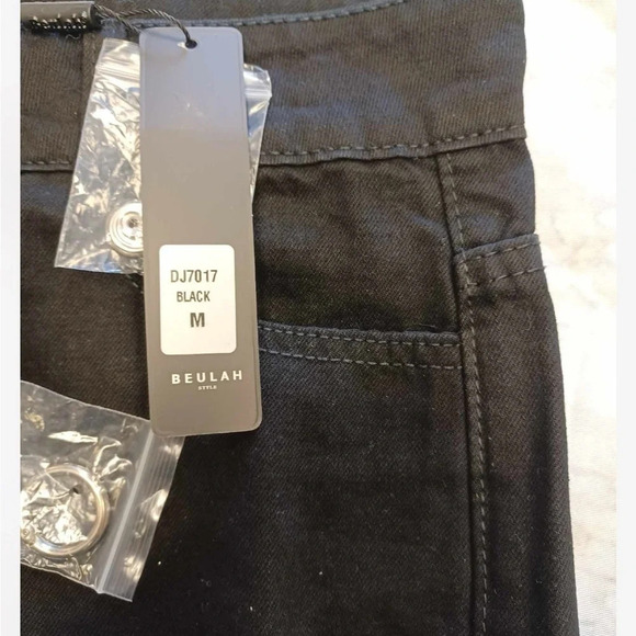 Beulah Chain Linked Pearl Embellished  Black Straight Leg Jeans Size Medium - Picture 9 of 14